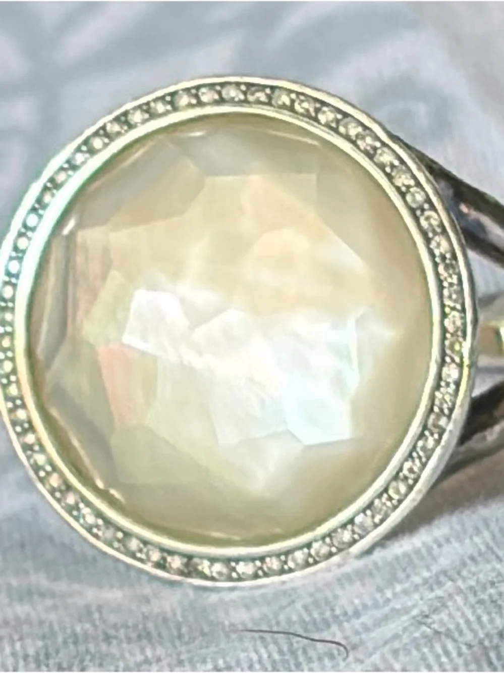 Ippolita Lollipop Mother of Pearl/Quartz Doublet Ring W/Pavé Diamond Bezel 8.5 - Picture 4 of 9